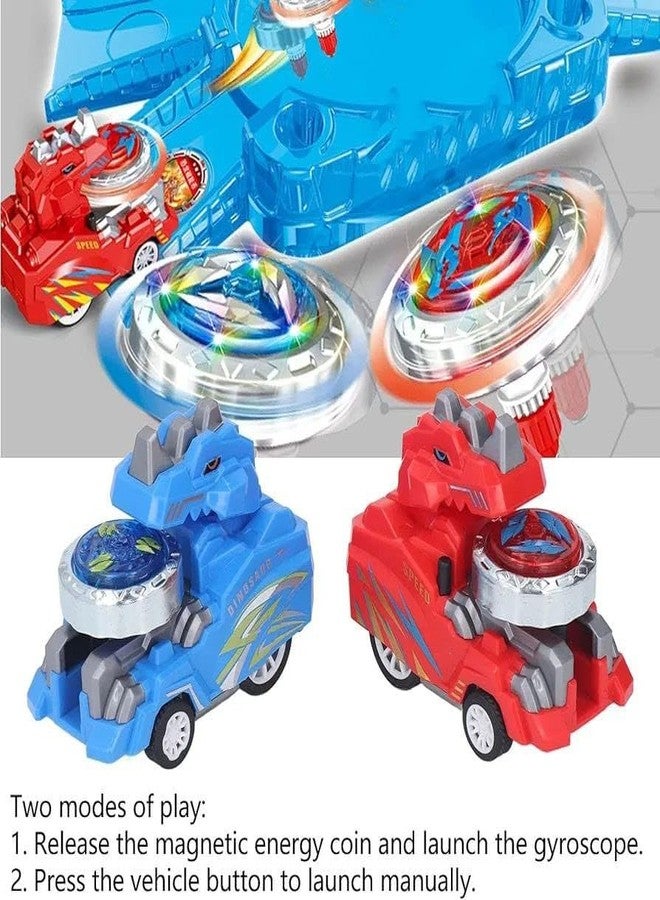 Samip LED Light Up Rotating Gyroscope Toys Cartoon Dinosaur Interactive Endless Fun Flashing Gyroscope (Red) - Image 3